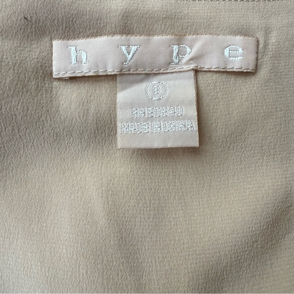 Anthropologie Hype 100% Silk Puff Sleeve Champagne cocktail Dress style 7314818 - Picture 4 of 7